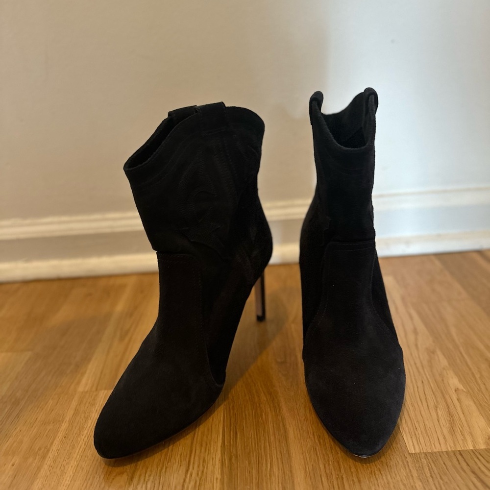 ba&sh Black Suede Pointed-Toe Stiletto Ankle Boots